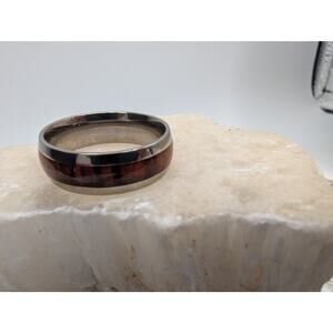 King Will Men's Titanium Ring Wood Inlay Band Size 13.5 NEW OPEN light